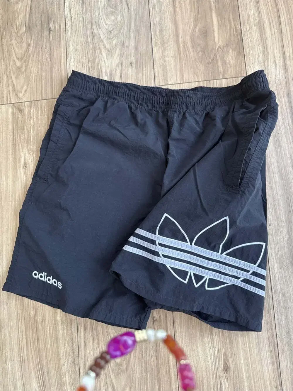 VTG Adidas Shorts Embroidered Big Trefoil 90s Unlined Athletic Black Sz L
